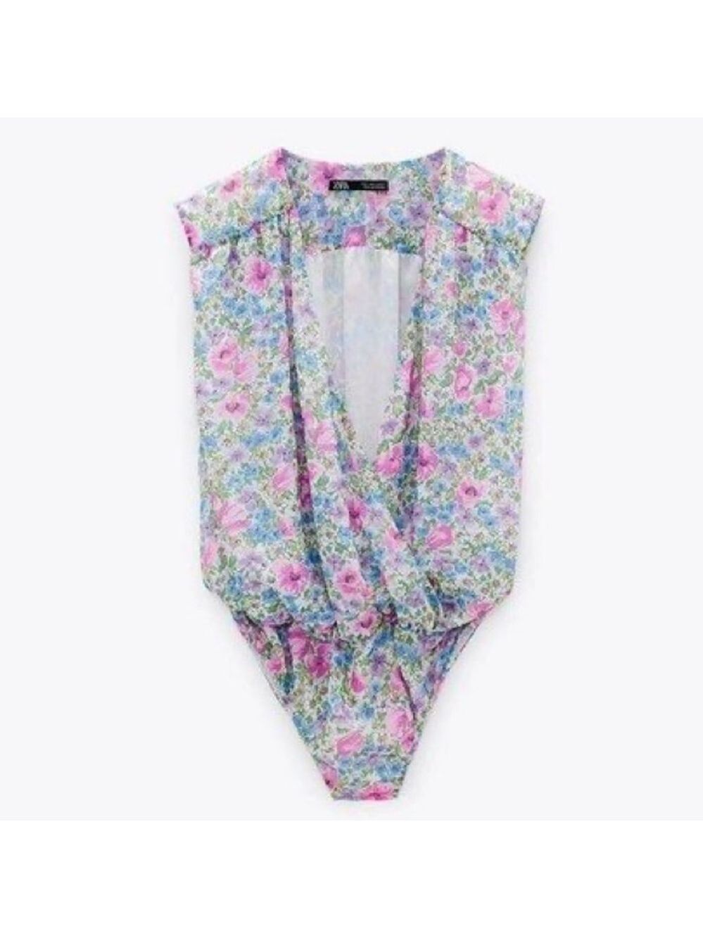 Zara Chiffon Floral Sleeveless Bodysuit - Pink/Purple/Blue/White